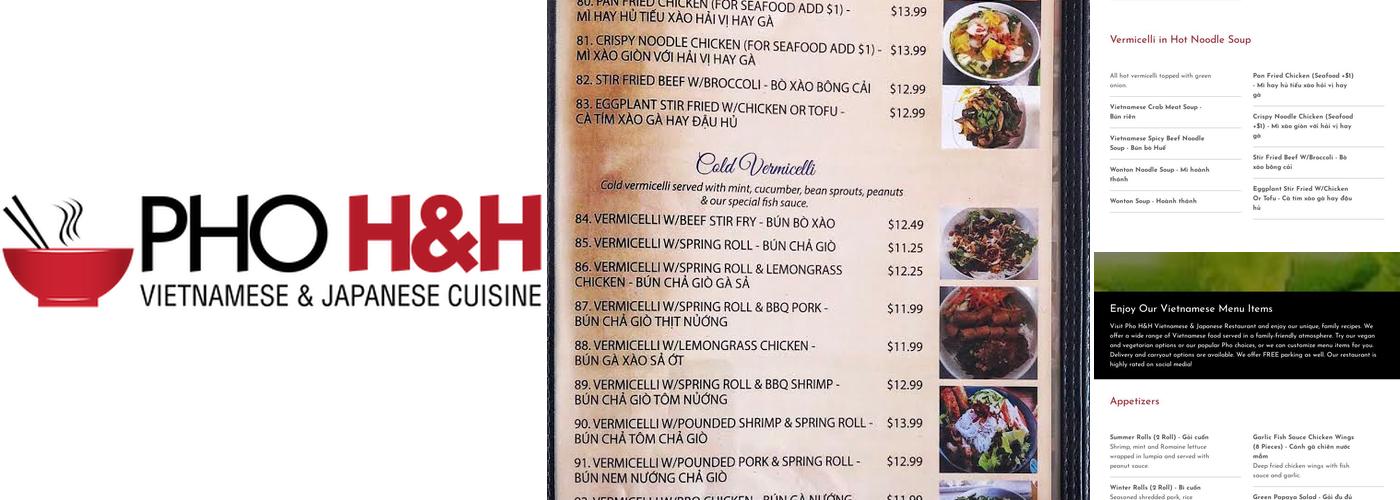 Pho H&H Vietnamese & Japanese Restaurant Menu