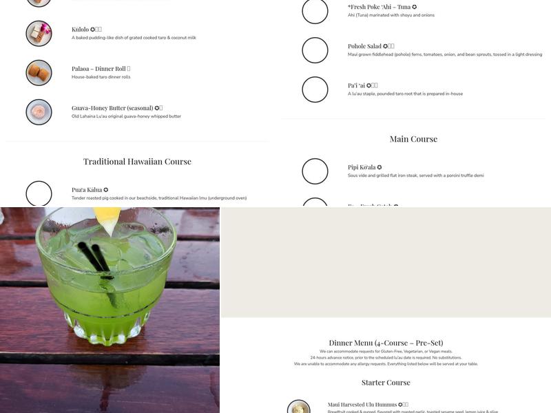 Old Lahaina Luau Menu