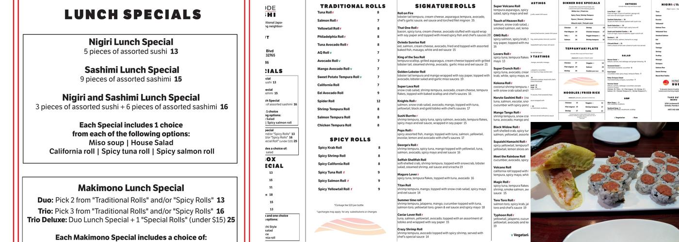 Hinode Sushi Menu