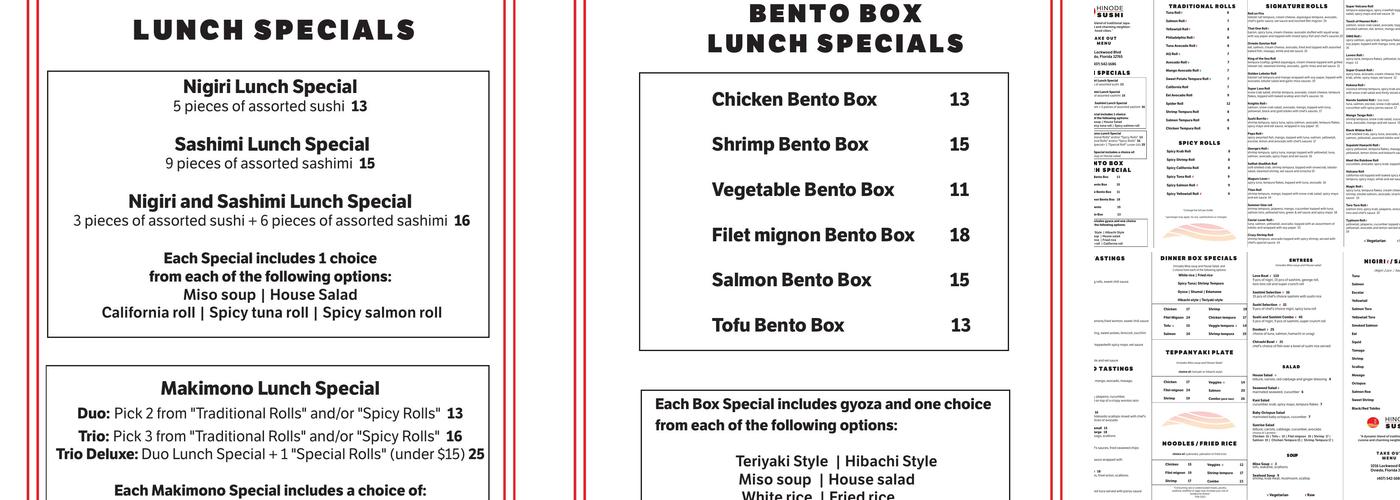 Hinode Sushi Menu