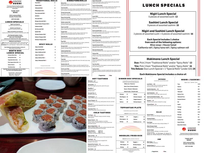 Hinode Sushi Menu
