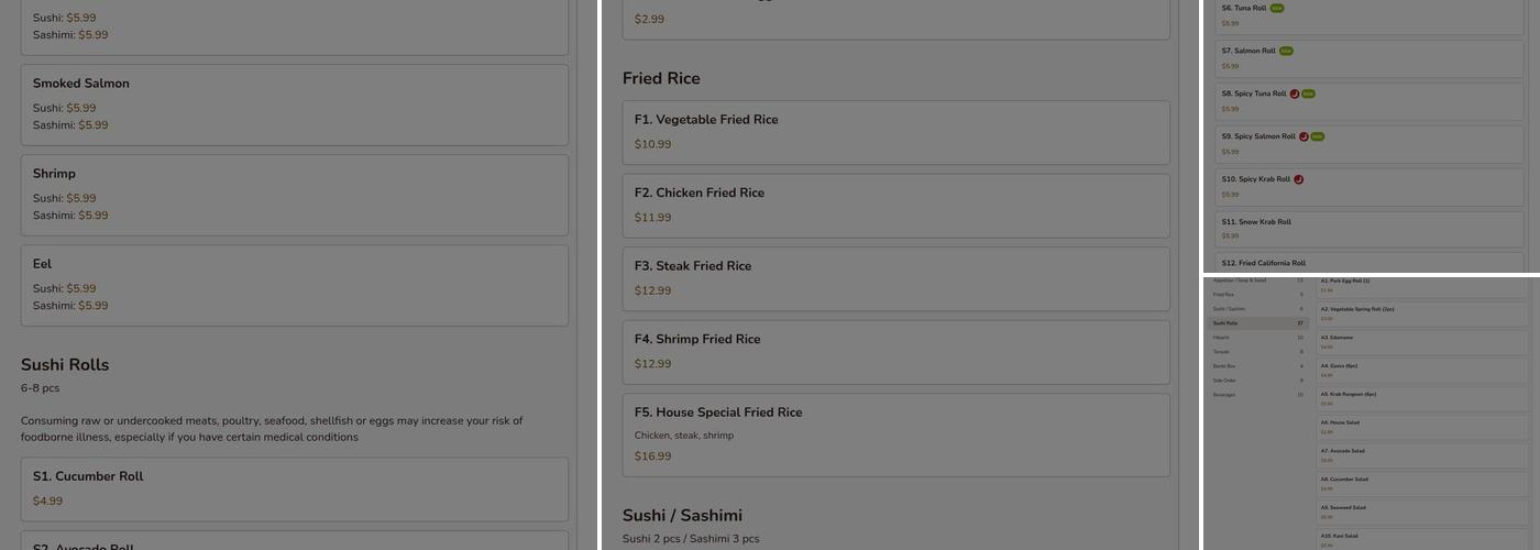 Sumo Teppanyaki Express Menu