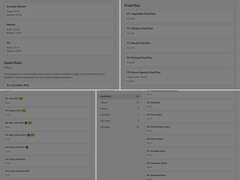 Sumo Teppanyaki Express Menu