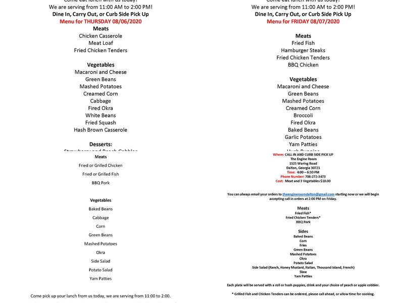 The Engine Room Menu