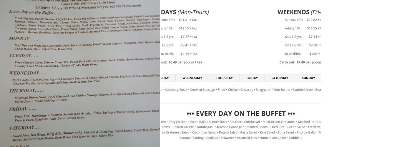 Fried Tomato Buffet Menu