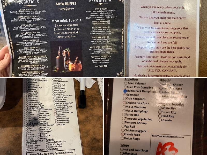 Miya buffet Menu
