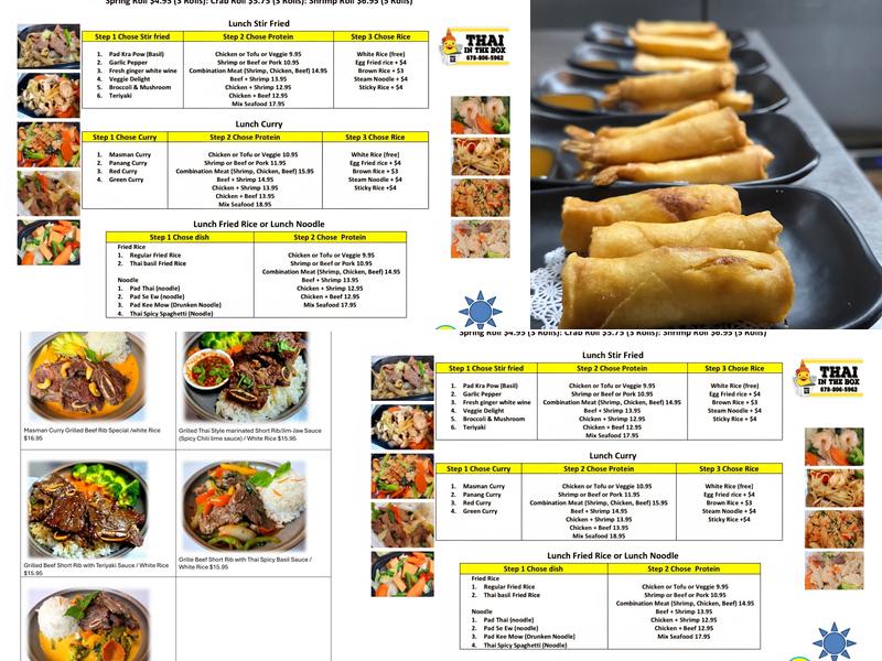 Thai in the Box Menu