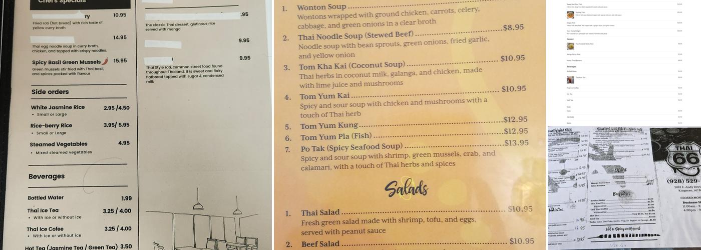 Thai 66 Menu