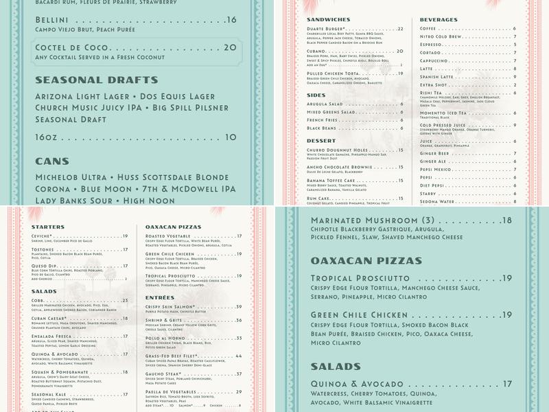 The Canal Club Menu