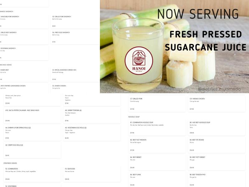 HANOI KITCHEN VIETNAMESE RESTAURANT Menu