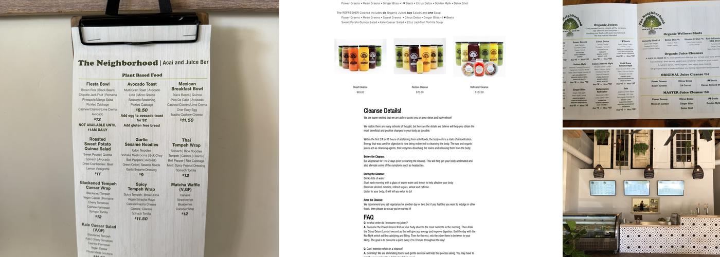 The Neighborhood Cafe & Juice Bar Menu