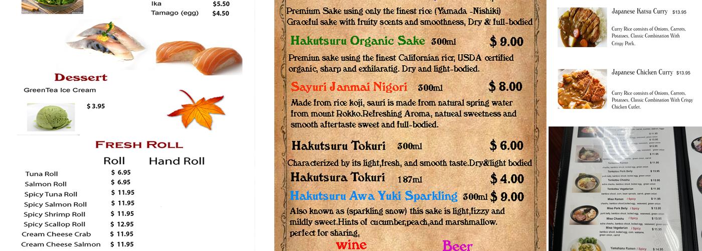 Yamahana Sushi Menu