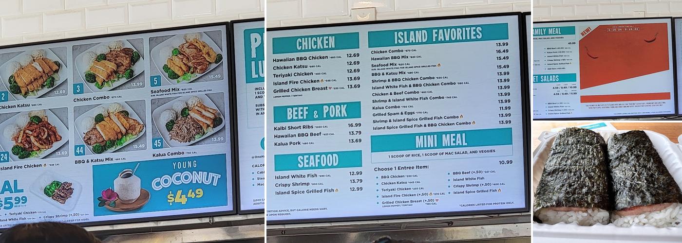 Ono Hawaiian BBQ Menu