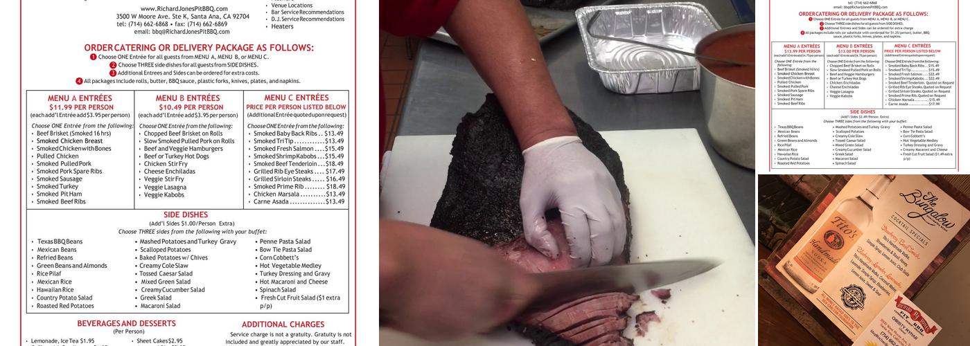 Richard Jones Pit BBQ Catering Menu