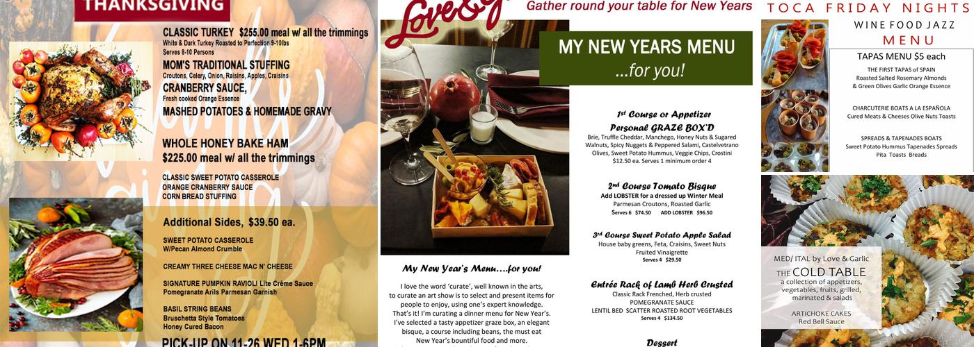 Love & Garlic Inc Menu