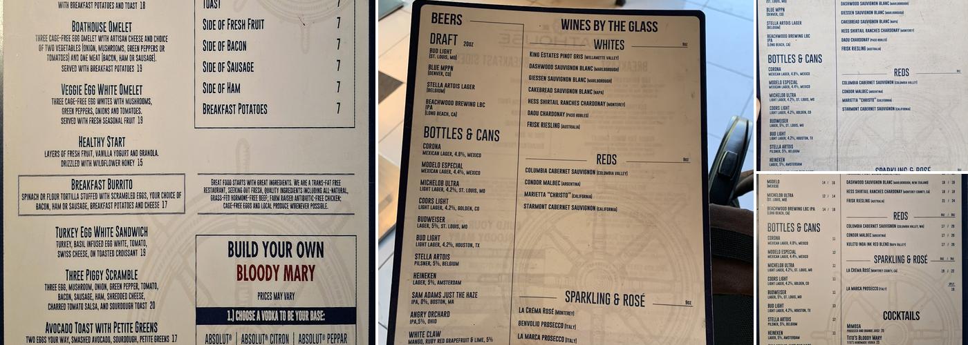 Boathouse on the Bay Menu