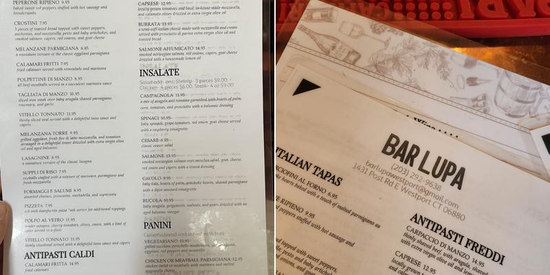 Bar Lupa Menu