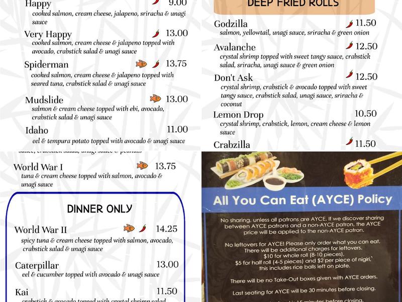 Sushi Time Menu