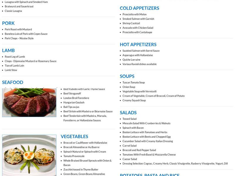Refined Dining Menu