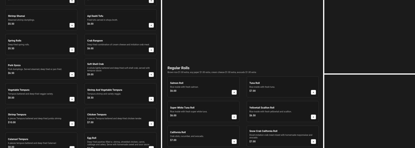 Chiba Japanese Restaurant Menu