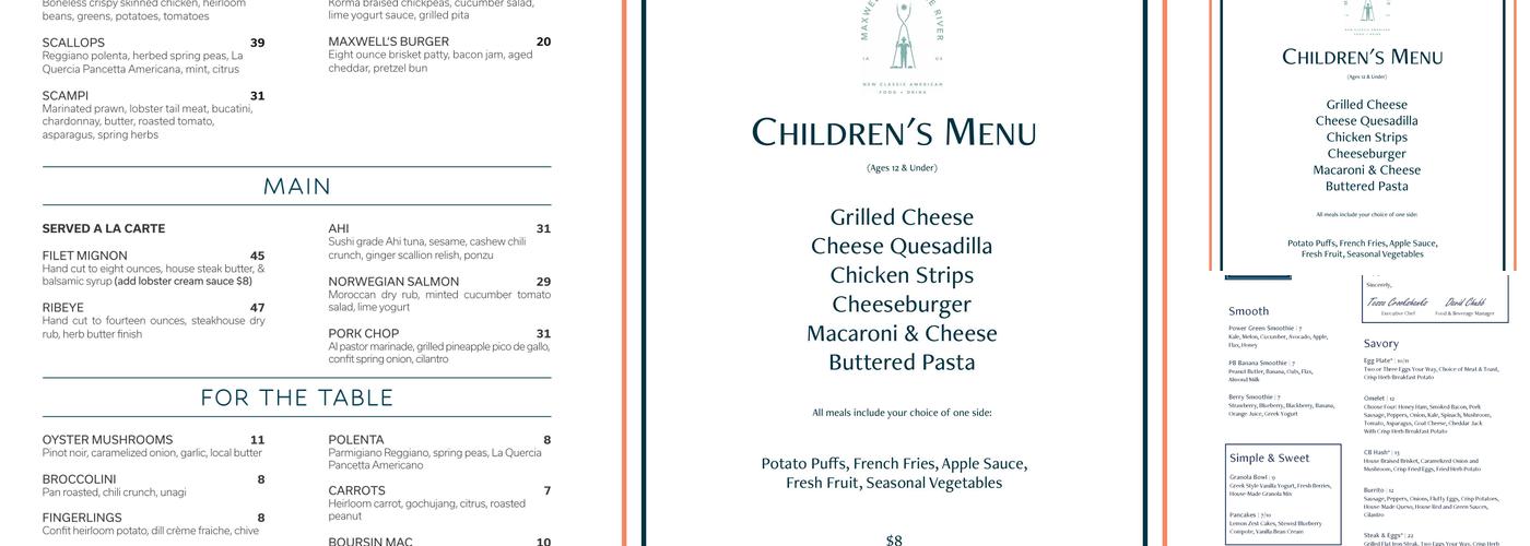 Maxwell's On The River Menu