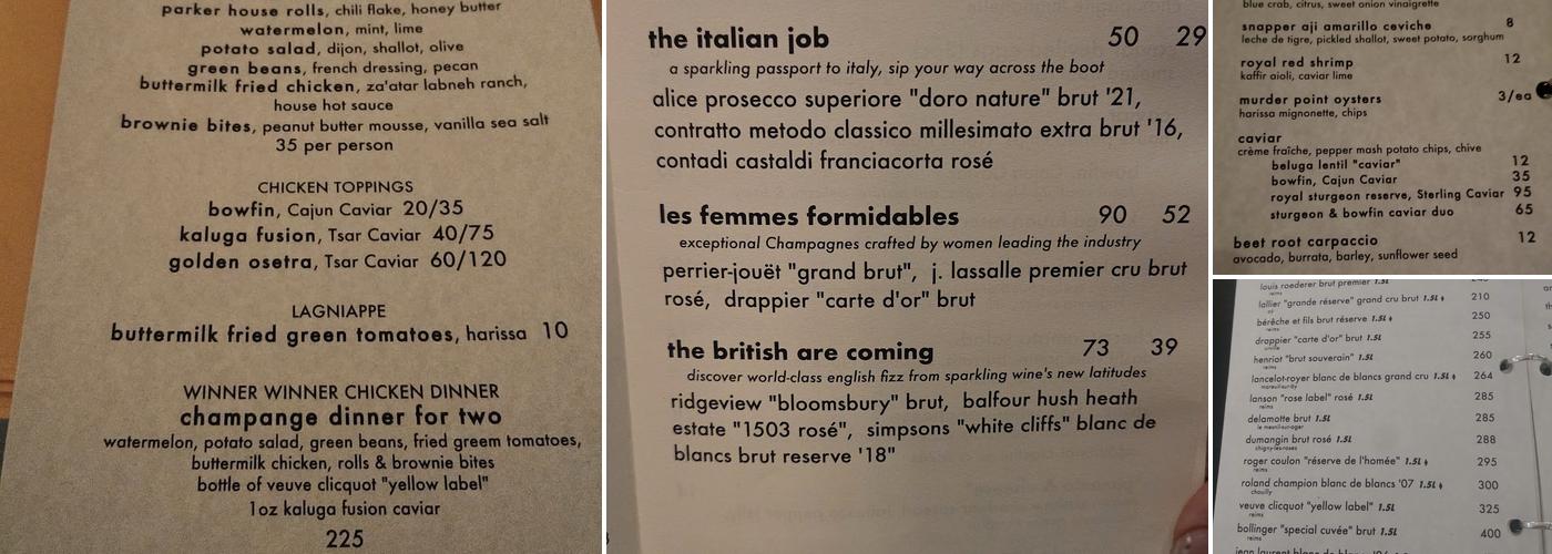 Effervescence Menu