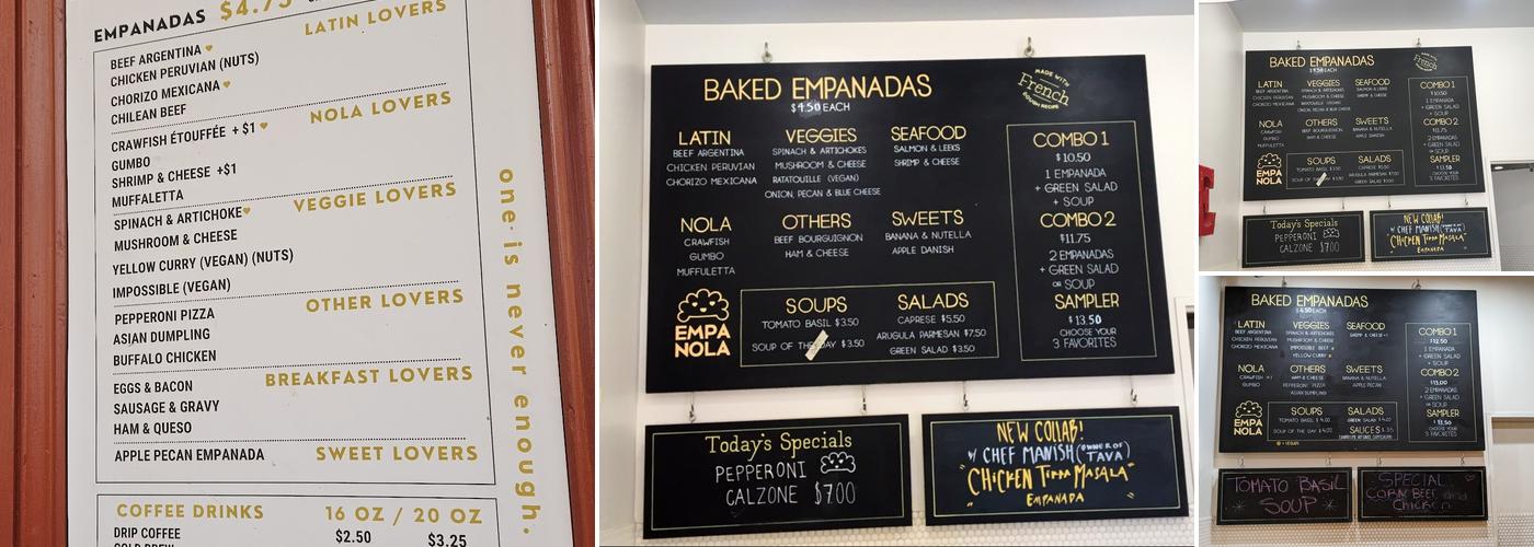 Empanola Menu