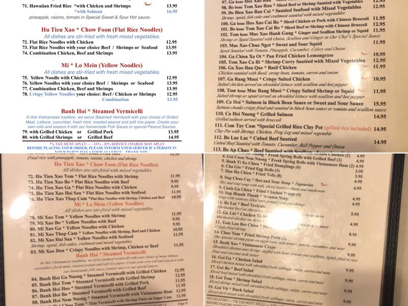 Saigon Hut Menu