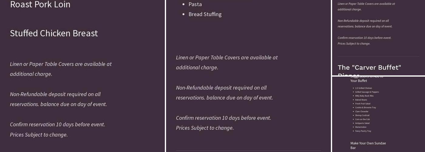 Buggy Whip Caterers Menu