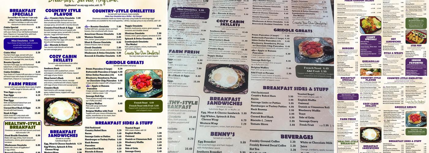 Cozy Cabin Menu