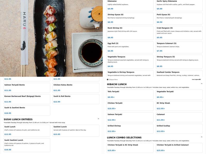 Sushi Haru Menu
