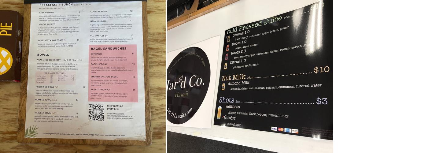 Jar'd Hawaii Menu