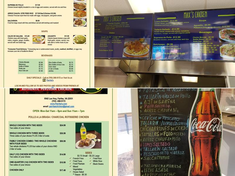 Parrita's Menu