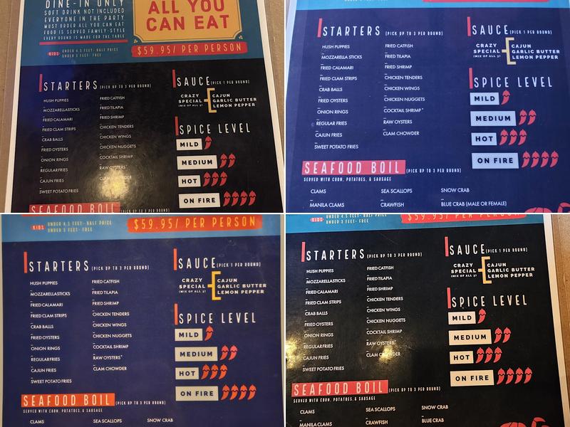Crazy Crab Menu