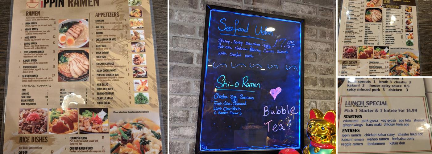 Ippin Ramen Menu