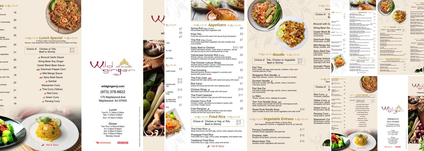Wild Ginger Menu