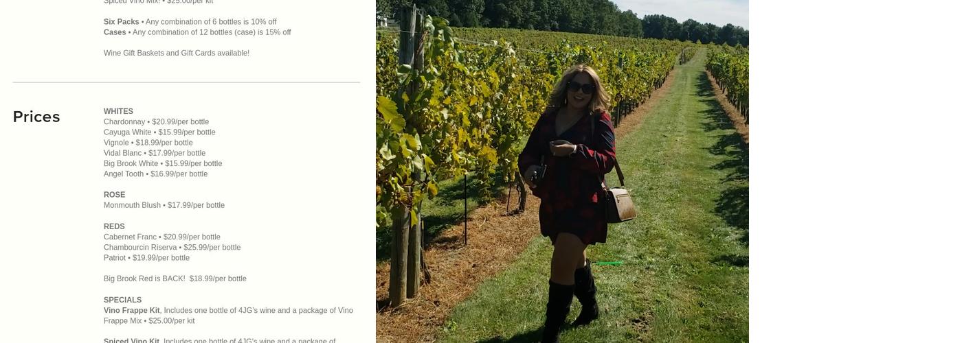 4JG Orchards & Vineyards Menu