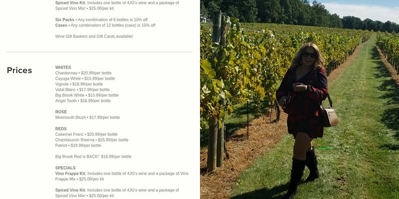 4JG Orchards & Vineyards Menu