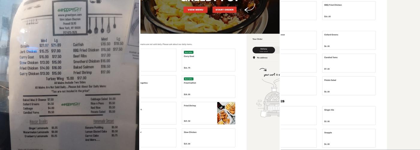 Greedy Pot Menu
