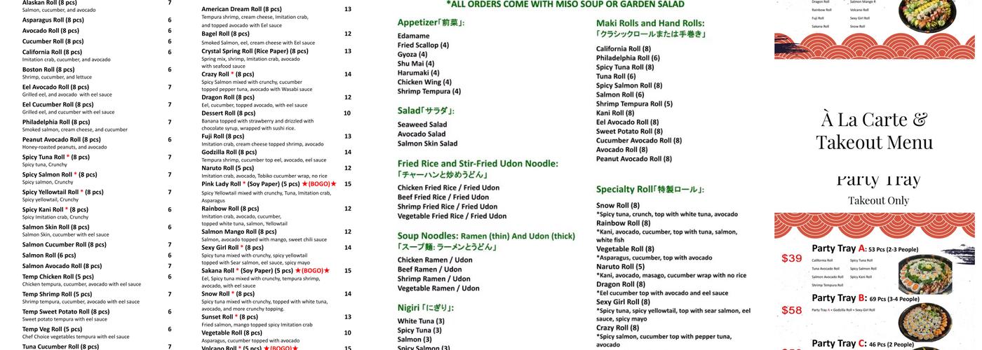 Sakana Sushi & Japanese Cuisine Menu