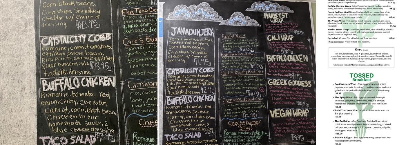 Tossed Menu