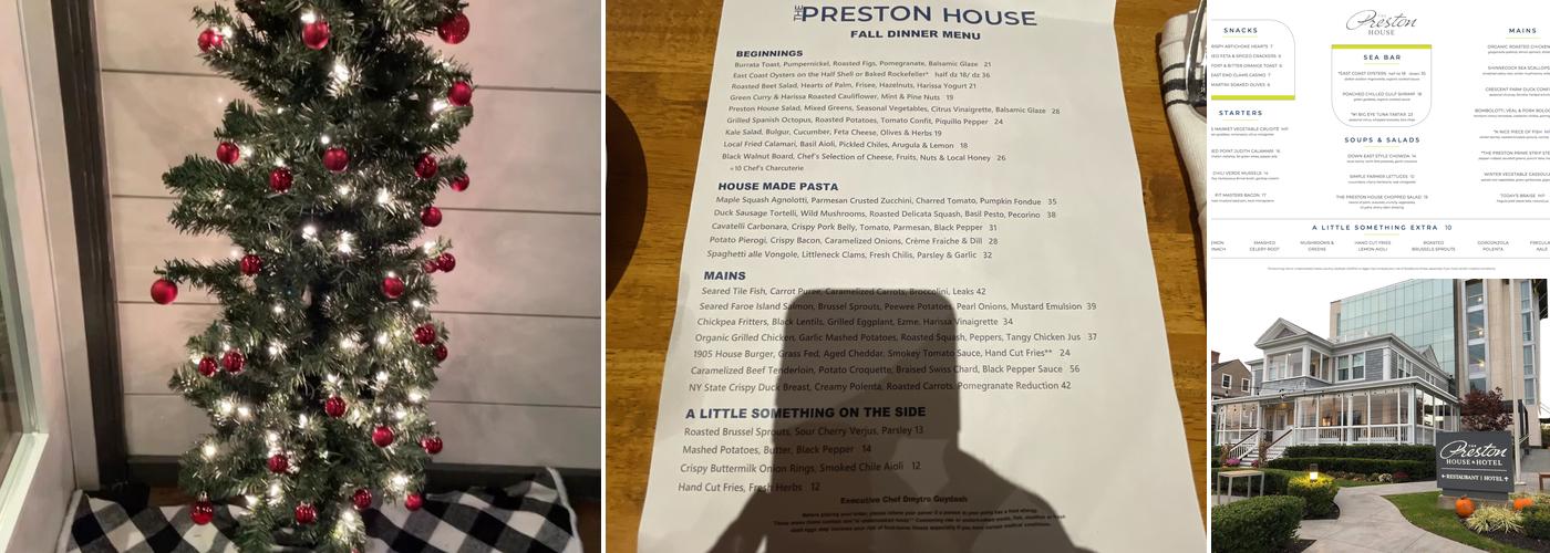 The Preston Hotel Menu