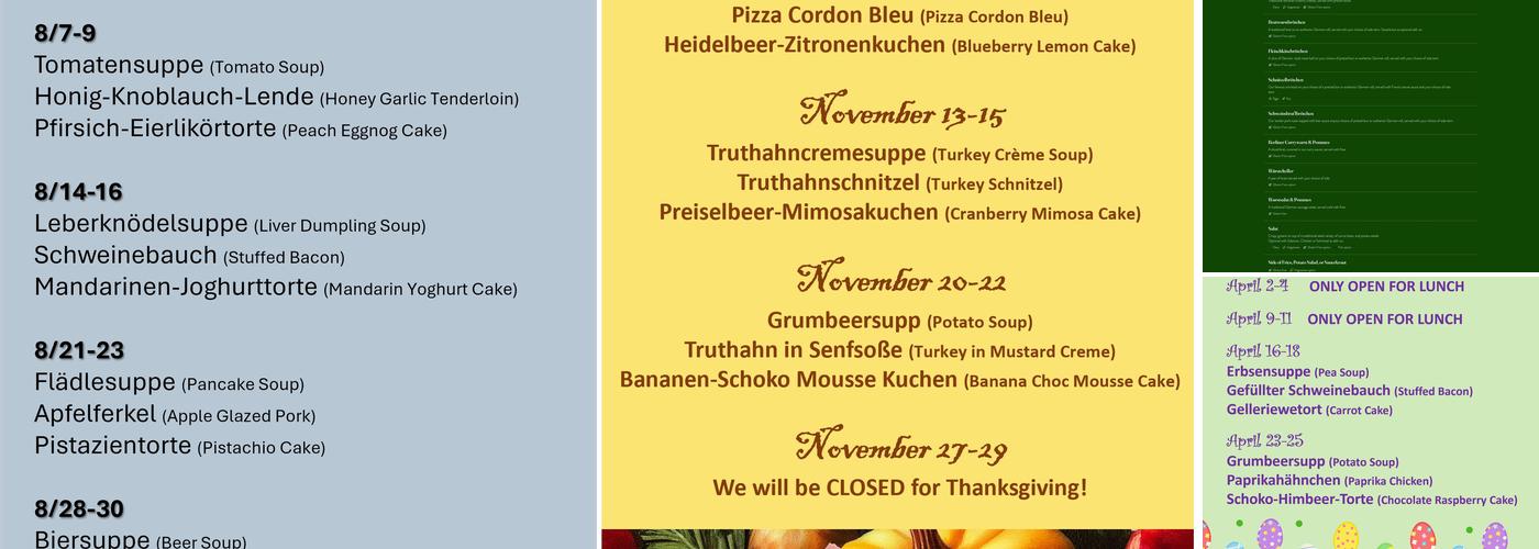 Bavarian Kitchen Menu
