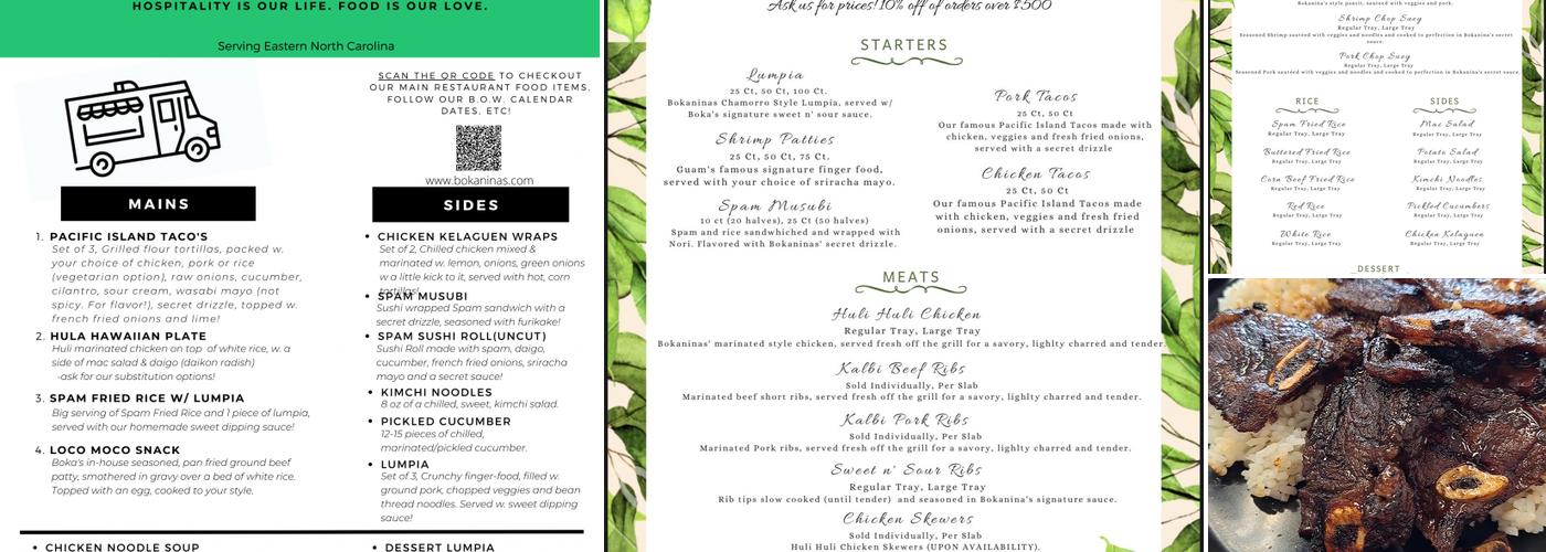 Boka Nina's Pacific Fusion Menu