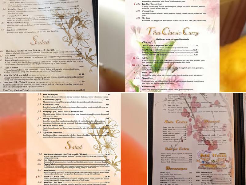 Thai House Bistro Menu