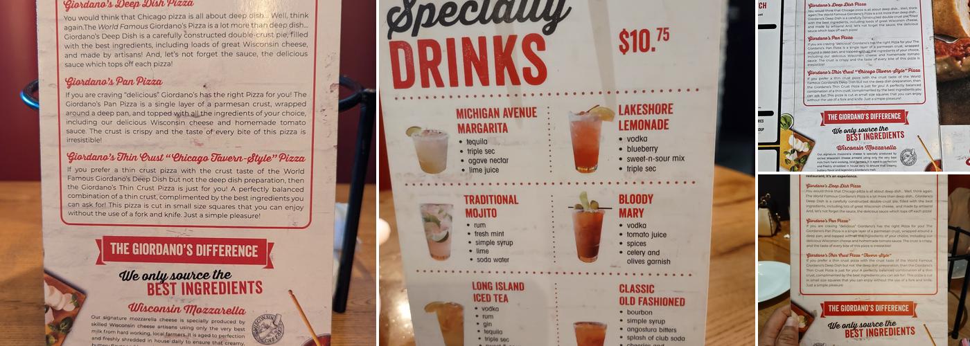 Giordano's Menu