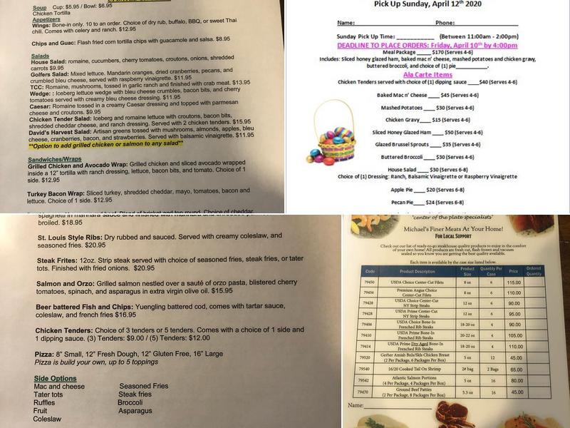 Troy Country Club Menu