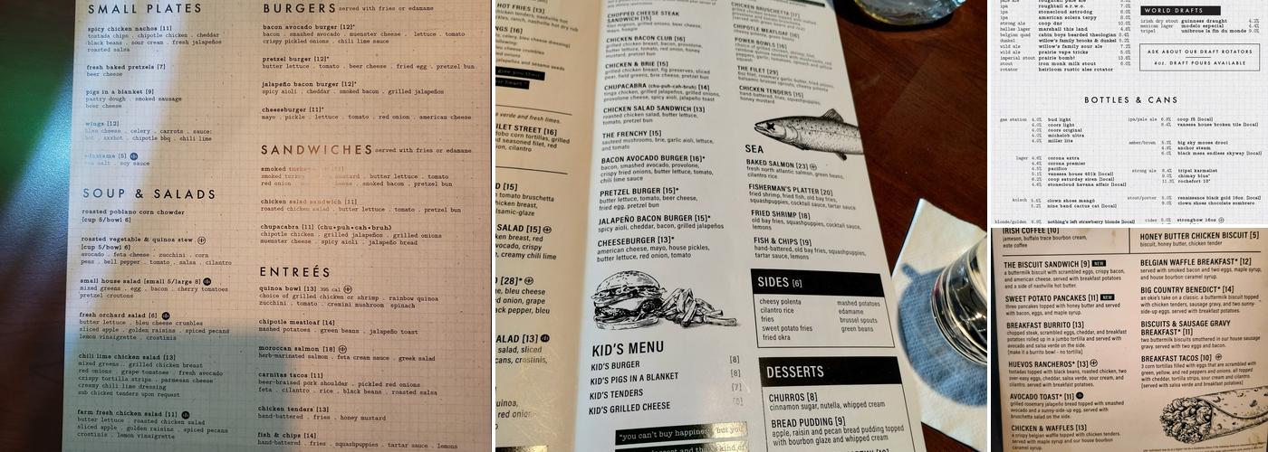 Pub W Menu