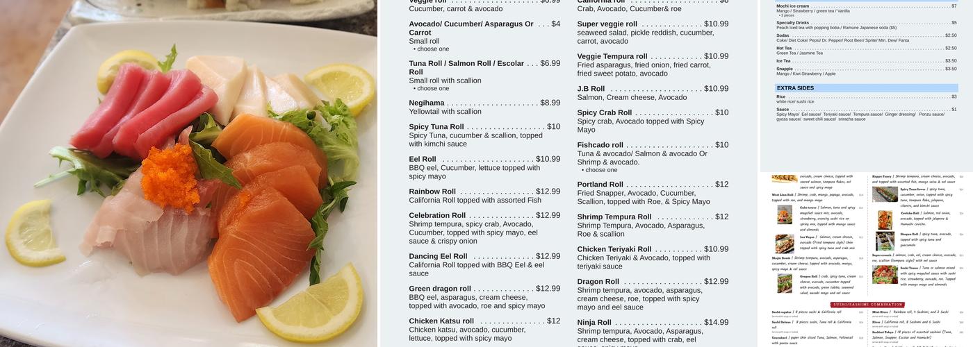 Sushi Bomb Menu