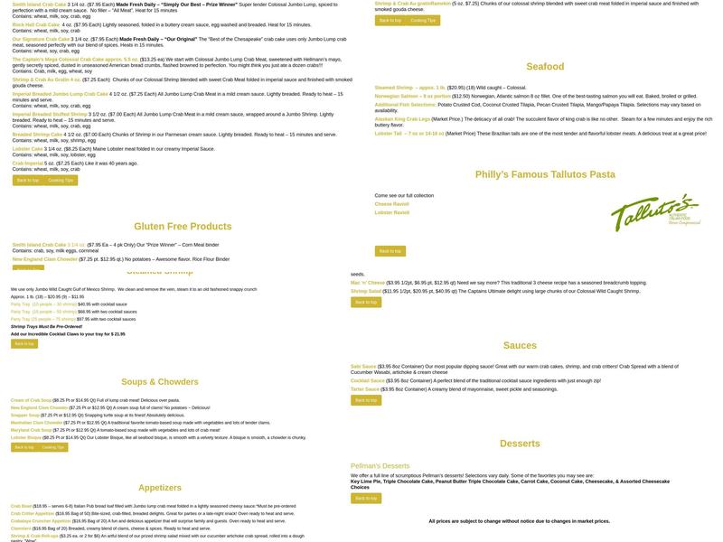 Capt'n Chucky's Crab Cake co. Menu